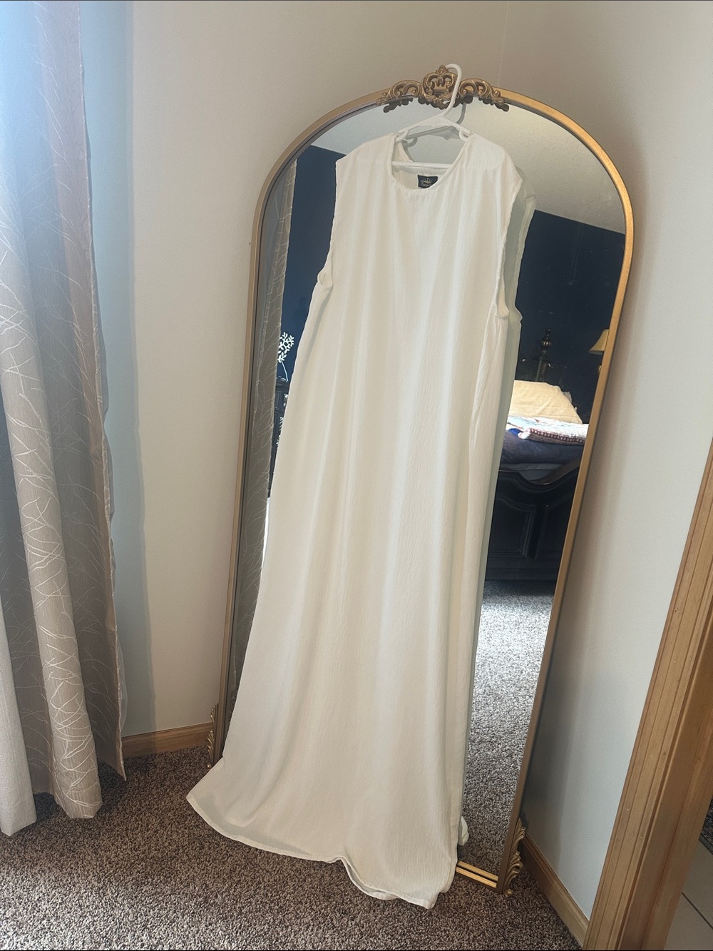 Ferman White Sleeveless Maxi Dress with Gold Logo